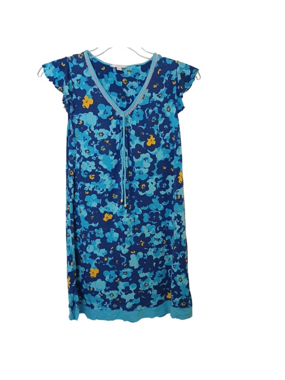 Secret Treasures Blue Floral Nightgown M (8-10) Rayon/Spandex Lightweight #I-4